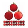 Imagem de 12 Bolas De Natal Mista Vermelha Lisa Glitter Fosca 8cm Pendente Árvore Decoração
