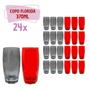 Imagem de 12 Copos Vermelho + 12 Copos Cinza Florida Mesa Posta 370ml