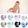 Imagem de 12 pares de meias de bebê em aldodão kit atacado meia infantil menino e menina 0 a 6 meses