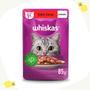 Imagem de 12 Sachês Alimento Úmido Whiskas Adulto Carne Ao Molho 85g