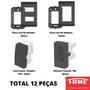 Imagem de 12un Tomadas Interruptores 4x2 Com Placa Habitat Black FAME