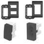Imagem de 12un Tomadas Interruptores 4x2 Com Placa Habitat Black FAME