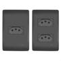 Imagem de 14un Tomadas Interruptores Com Placa 4x2 Habitat Black FAME