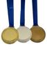 Imagem de 15 Medalhas de Aço 6cm Ouro Prata Bronze Centro Liso Esporte