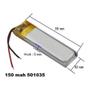 Imagem de (15pcs) 501035 5mm X 10mm X 35mm 2 Fios  3.7v 150mah