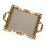 Imagem de 1PC Vintage Carved Mirror Tray Wedding Dessert Table Storage Adornment (Golden) Bandejas de armazenamento