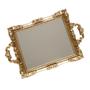 Imagem de 1PC Vintage Carved Mirror Tray Wedding Dessert Table Storage Adornment (Golden) Bandejas de armazenamento