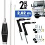 Imagem de 2 Antena Px Inox 1,40m Alongador 60cm Suporte Dianteiro Ford Cargo Parafusos Anti-furto