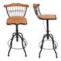 Imagem de 2 banquetas cadeiras bistrô ferro e madeira regulável giratória
