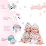 Imagem de 2 Boneca Reborn Gêmeos Saída de Banho Bichinhos + Bolsa