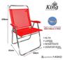 Imagem de 2 Cadeira Praia King Oversize Alumínio 140Kg Zaka - Vermelho