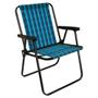 Imagem de 2 Cadeiras de Praia Alta Dobravel Aco Xadrez Azul e Preta  Mor 