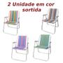 Imagem de 2 Cadeiras de Praia Aluminio Alta Cores Sortidas  Bel 