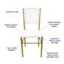 Imagem de 2 Cadeiras para Cozinha reforçada cor Dourado Fosco assento branco encosto de grade
