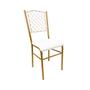 Imagem de 2 Cadeiras para Cozinha reforçada cor Dourado Fosco assento branco encosto de grade