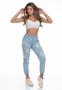 Imagem de 2 Calças Jeans Skinny SocialFeminina Cintura Alta Corte Empina Bum Bum e Jogger Rasgada Moderna