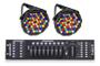 Imagem de 2 Canhão Refletor Led Par 64 Slim Rgbwa 60 Led 5w + Mesa DMX 192