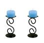 Imagem de 2 Castiçal 1 S Com Vela Azul Claro Mesa Decoração Candelabro