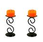 Imagem de 2 Castiçal 1 S Com Vela Laranja Mesa Decoração Candelabro