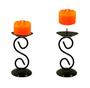 Imagem de 2 Castiçal 1 S Com Vela Laranja Mesa Decoração Candelabro