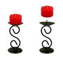 Imagem de 2 Castiçal 1 S Com Vela Vermelha Mesa Decoração Candelabro