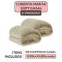 Imagem de 2 Coberta Manta Soft Casal Microfibra Veludo 2,00 x1,80 Antialérgico Cobertor Dupla Face Toque Macio