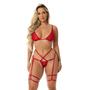 Imagem de 2 Conjunto Lingerie Sexy Fio Dental Cinta Liga E Perneira