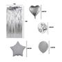 Imagem de 2 Cortinas Glitter e 10 Balões Coração Estrela - Prata