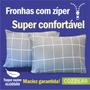 Imagem de 2 Fronhas Avulsas Para Travesseiro Malha Estampada 100% Algodão Toque Macio Com Zíper-COZZILAR