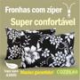 Imagem de 2 Fronhas Avulsas Para Travesseiro Malha Estampada 100% Algodão Toque Macio Com Zíper-COZZILAR