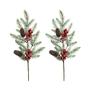 2 Galho Natalino Nevado Com Berries Vermelho E Pinhas 70cm - Magizi Imagem de 2 Galho Natalino Nevado Com Berries Vermelho E Pinhas 70cm