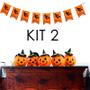 Imagem de 2 Kit Decoração Bandeira Halloween Tecido Feltro 3m P/ Festa