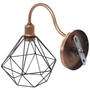 Imagem de 2 Luminárias Arandela Parede Aramada Diamante Industrial Retro + Lâmpadas Led Cobre Rose Gold/Preto