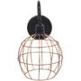 Imagem de 2 Luminárias Arandela Parede Aramada Globo Industrial Retro + Lâmpadas Led Preto/Cobre Rose Gold