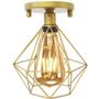 Imagem de 2 Lustres Teto Plafon + 2 Lâmpadas Led St64 Industrial Aramado Diamante Retrô Vintage Dourado