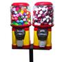 Imagem de 2 Maquinas de bolinha pula pula chicletes vending machine + Pedestal duplo + 250 bolas 27mm + 250 capsulas de brinquedos