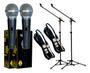 Imagem de 2 microfones com fio santo angelo cardioide sas100 c/ cabo e pedestal vector pmv-01 sht