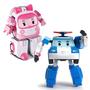 Imagem de 2 Pacote Robocar Poli Poli &amp Amber Transformando brinquedo robô, 4" Tramsformable Action Toy Figure