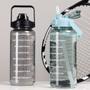 Imagem de 2 pces família garrafa de água conjunto 2000ml 900ml esportes garrafa de água com marcador de tempo adesivos portátil co
