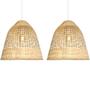 Imagem de 2 Pendente De Bambu Artesanal Fibra Natural E27 Sala Nat18