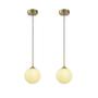 Imagem de 2 Pendente Dourado Globo De Vidro Branco Ø12cm Ball Zan14