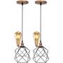Imagem de 2 Pendentes Aramado Cálice Luminária Lustre Retrô Balcão Preto Cobre Rose Gold + Lâmpada Led Teto