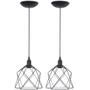 Imagem de 2 Pendentes Aramado Cálice Luminária Lustre Teto Retrô Vintage Industrial Balcão Preto