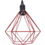 Imagem de 2 Pendentes Aramado Diamante Luminária Lustre P Teto Retrô Vintage Industrial Balcão Vermelho