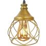 Imagem de 2 Pendentes Aramado Esfera Balonê Dourado + 2 Lâmpadas Lustre Luminária Teto Regulável Sala Cozinha
