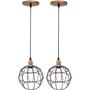 Imagem de 2 Pendentes Aramado Globo Luminária Lustre Luxo Teto Retrô Vintage Balcão Agp Ilumini Industrial