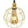 Imagem de 2 Pendentes Aramado Globo Luminária Lustre Retrô Balcão Dourado + 2 Lâmpada Led ST64 Vintage Teto