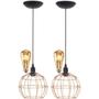 Imagem de 2 Pendentes Aramado Teto Globo Luminária Lustre Retrô Balcão + Lâmpada Led ST64 Cobre Rose Gold