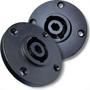 Imagem de 2 plugs conectores speakon 2 polos 4 vias modelo femea redondo painel resistente encaixe com trava