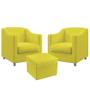 Imagem de 2 Poltronas Estofada Alya com Puff Quasar Sued Amarelo Aradecor